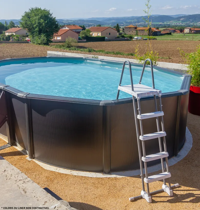 PISCINE ACIER 6,10x3,75 H 1,32 GRAPHITE 2 PISCINE ACIER 6,10x3,75 H 1,32 GRAPHITE – Image 2